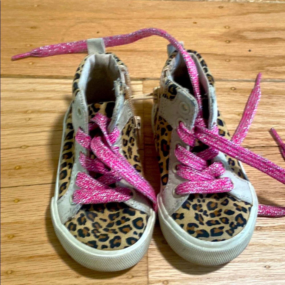 Animals print high tops with pink laces gap